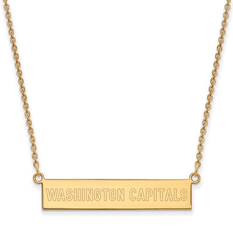 Ss 14k Yellow Gold Plated Nhl Capitals Sm Bar Necklace, 18 Inch